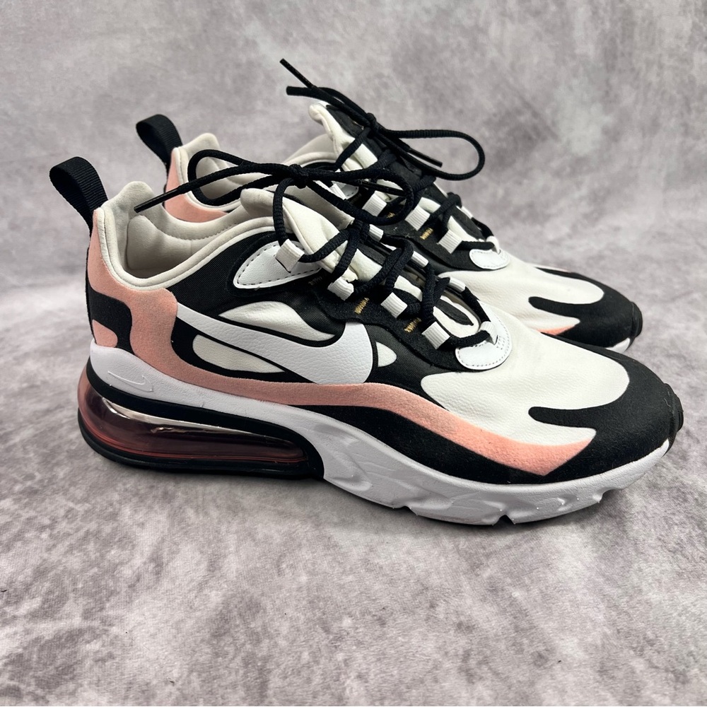 Nike Air Max 270 React Womens 8.5 Black White Coral Training Activewear Gym